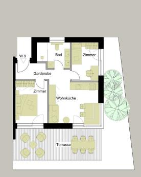 Terrassen- Dachgeschosswohnung "Wohnanlage 3 Kreuz" Kortsch Wohnung Nr. 9