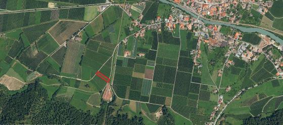 Obstbaufähige Wiese in Laas zu verkaufen Lageplan samt Dorf