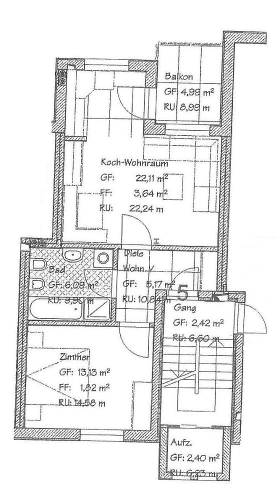Wohnung 5: 2-Zimmerwohnung mit Balkon Wohnung 5: 2-Zimmerwohnung mit Balkon